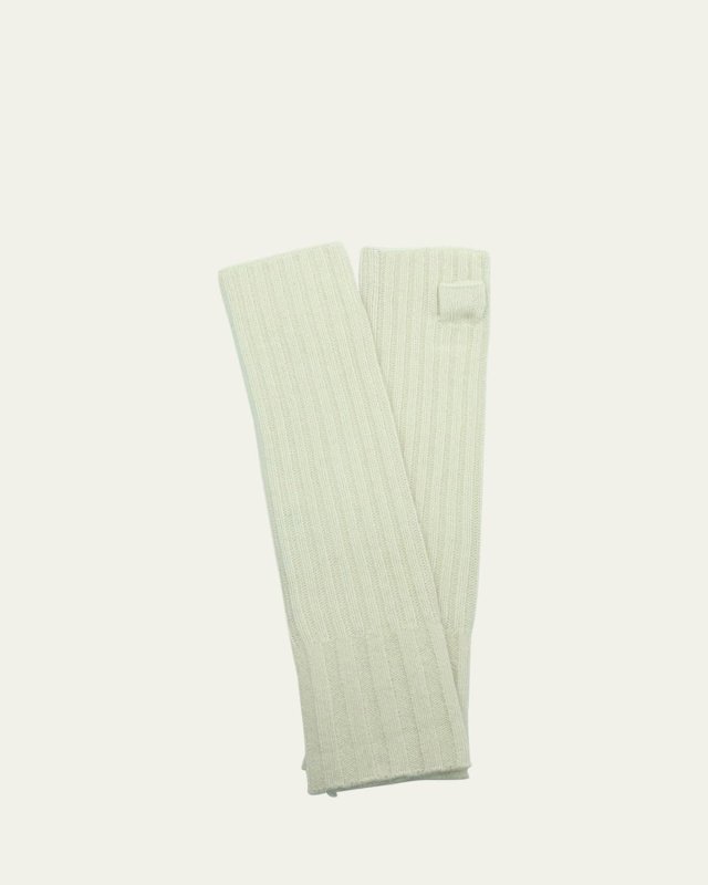 Long Ribbed Fingerless Cashmere Gloves